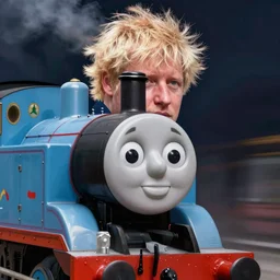 Thomas the Tank engine with Boris Johnson face