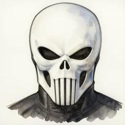 punisher portrait by dustin nguyen, masterpiece, watercolor, sharp foreground, illustration