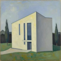 a beautiful painting of a building in a serene landscape by Arshile Gorky