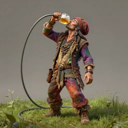 a hippie drinking beer from a garden hose on a music festival, colourful clothes, grass, smooth, subtle shadows, fine details, octane render, stunning, intricate, elegant, highly detailed, digital painting, artstation, smooth, sharp focus, raw, art by zdzislaw beksinski
