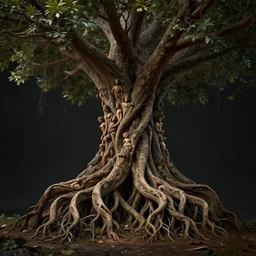 full body pose, hyperrealistic photograph of roots of a tree made of bodies, dim volumetric lighting, 8 k, octane beautifully detailed render, extremely hyper detailed, intricate, epic composition, cinematic lighting, masterpiece, trending on artstation, very very detailed, stunning, hdr, smooth, sharp focus, high resolution, award, winning photo, dslr, 5 0 mm