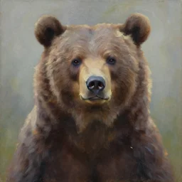 An impressionist oil painting of a human bear