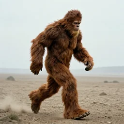 cinestill of ronald reagan running away from bigfoot
