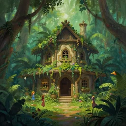 A beautiful matte painting of a jungle fantasy inn Michael Whelan, Clyde Caldwell,Brothers Hildebrandt, thomas kincade, trending on artstation