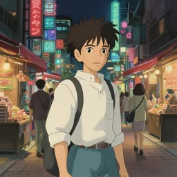 a wholesome animation key shot a market in the streets of cyber tokyo by studio ghibli, animation, sharp, rendered in unreal engine 5, focused, anime key art by greg rutkowski, bloom, dramatic lighting