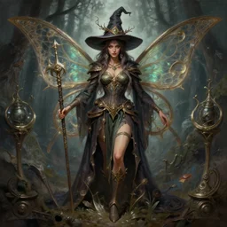 digital _ painting _ of _ adult female fairy witch _ by _ filipe _ pagliuso _ and _ justin _ gerard _ symmetric _ fantasy _ highly _ detailed _ realistic _ intricate _ port
