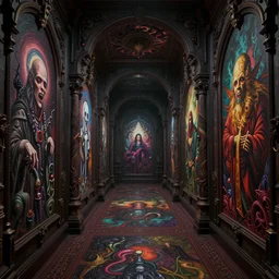 the things in dark putrid corridors, doom themed intricate artwork by josan gonzalez, h. r. giger, kilian eng, moebius, zdizslaw beksinski, very coherent artwork, cinematic, gothic, vibrant, octane render, unreal engine, 8 k, high contrast