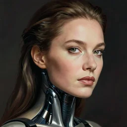 extremely detailed, intricate photo realistic portrait beautiful female android, art by mario testino,