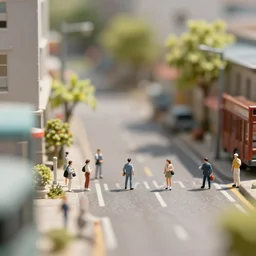 tiny, miniature, people, sunny, depth of field, tilt shift effect