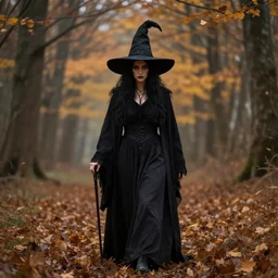 autumn dark witch, fantasy, realism, trending on artstation