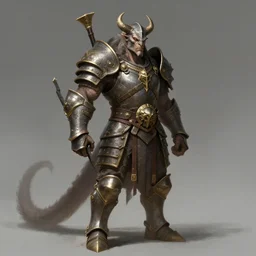 minotaur warrior wearing ancient armor concept, beksinski, ruan jia