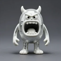 ebay product, miniature resine figure, High detail photography, 8K, disco pictoplasma, one simple angry screaming ceramic toy monster Figure sculpture, 3d primitives, in a Studio hollow, by pixar, by jeff koons, joints, by jonathan ive,, simulation