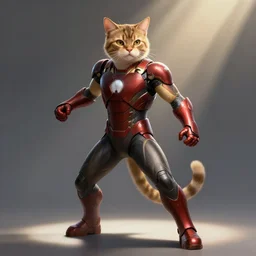 cat in an ironman suit, concept art, highly detailed art, super hero cat, anthro cat, god rays, dramatic pose, marvel, MCU, digital painting, artstation