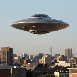 a ufo landing in a city