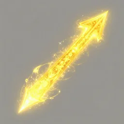a magic arrow soaring through the air, arcane spell, vibrant yellow colors, emanating magical pulse, sparkling energy, plain background, digital art