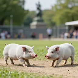 concrete piglets playing cricket at alexanderplatz n - 9 h 6 4 0 w 7 2 0 s - 1 5 0