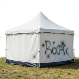 a spray painted tent