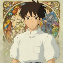 anime movie screenshot, by yoshitaka amano, by alphonse mucha, movie poster for ghibli nausicaa!!!!!, mononoke, miyazaki