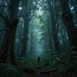 a fabulous, magical forest in a otherworldly fantasy world, ultrarealistic, onimous, eerie, 8 k