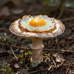 a toadstool that looks like a fried eggs. nature photography.