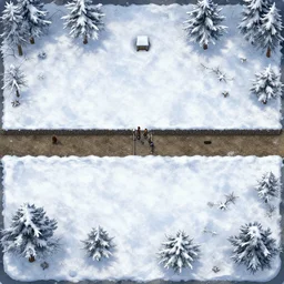 winter snow level, top down game like balder's gate