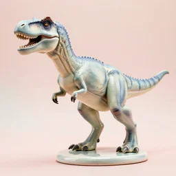 porcelain velociraptor sculpture in attack position, highly detailed, light colors, pastel background, realistic, canon 5 d