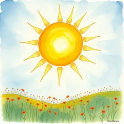 a sun. watercolor painting by milo manara and bilibin