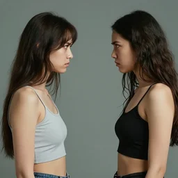 girl rivals, belligerent tension, glare, skimpy clothing, 2 0 2 1