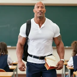 a pretty picture of dwayne the rock johnson dressed as a school