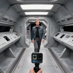 gopro pov of a man walking in the space ship, star wars ( 1 9 8 5 )