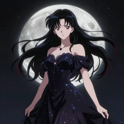 anime portrait, goddess of the moon, dark astral dress, elegant, digital painting, artstation, art by artgerm and makoto shinkai
