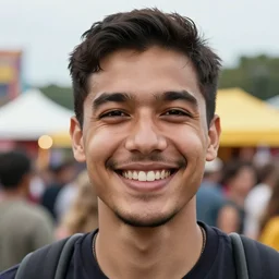 the face of a happy person at a festival who has glimpsed the fourth dimension, intricately detailed, beautiful face, detailed eyes, award winning, 8 k