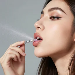 photo of a woman snorting glitter