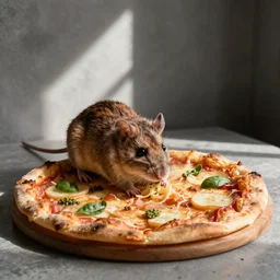 photo, a rat pizza.