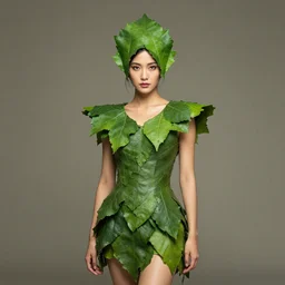 asian female wearing leaf costume, art by dannylailai, by hsiao ron cheng