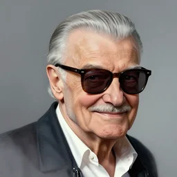 concept art of stan lee by jama jurabaev, portrait, greig fraser, roger deakins, cinematic shot, trending on artstation, high quality, brush stroke