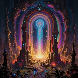 future technology nether portal on a humongous hell biome, d & d, gloomhaven, matte painting concept art, art nouveau, beautifully backlit, swirly vibrant color lines, fantastically gaudy, aesthetic octane render, 8 k hd resolution, by ilya kuvshinov and cushart krentz and gilleard james