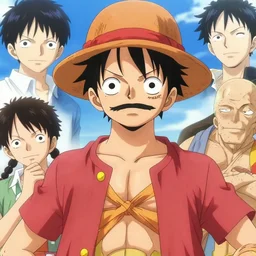 [ luffy with mustache ] ( by kim jung gi ) ( by george morikawa ) ( by kentaro miura ) )