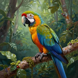 a beautiful painting portrait of a macaw in the amazon jungle, matte painting, fantasy art, ayahuasca, highly detailed