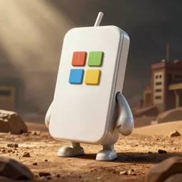 Microsoft Clippy in a mad max movie still.