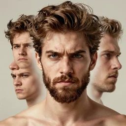 angry handsome bearded young man stuck in a temporal loop