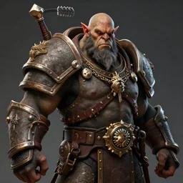 highly detailed concept art portrait of an orc warboss from warhammer, hdr studio lighting, artstation