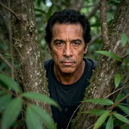 danny trejo hiding in the bush, high definition image, featured on artstation, realistic shading, sharp contour