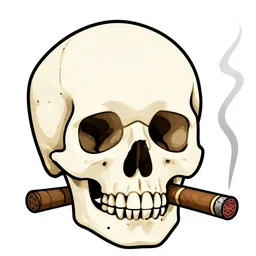 a skull smoking a cigar, illustration, vector art, s clean lines, clip art, on white background, pinterest, artstation, deviantart
