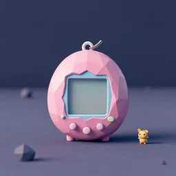 stylized posterized low poly 3 d render of tamagotchi with mametchi in a lonely void n - 9