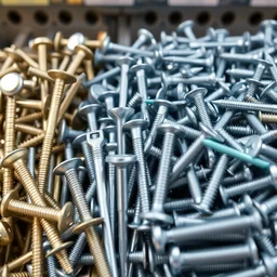 closeup photo of nails and screws for sale in a hardware store.