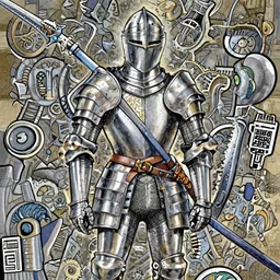 manga illustration of a crusader knight, by Kentaro Miura, artstation