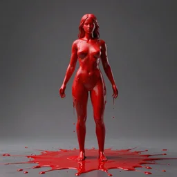 Wide shot, hyperdetailed masterpiece concept art of a dripping red paint across the shape of a female human, 4k Detailed Matte Illustration trending on ArtStation