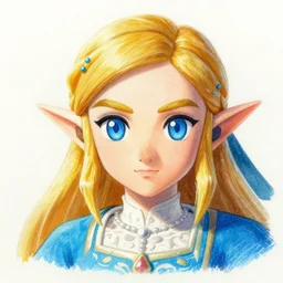 zelda portrait, Crayon, textured