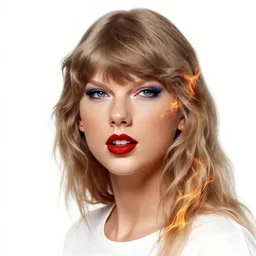 azctec warrior, taylor swift, detailed perfect face, exquisite details, fire magic, mid view, design on a white background, by studio muti, greg rutkowski makoto shinkai takashi takeuchi studio ghibli